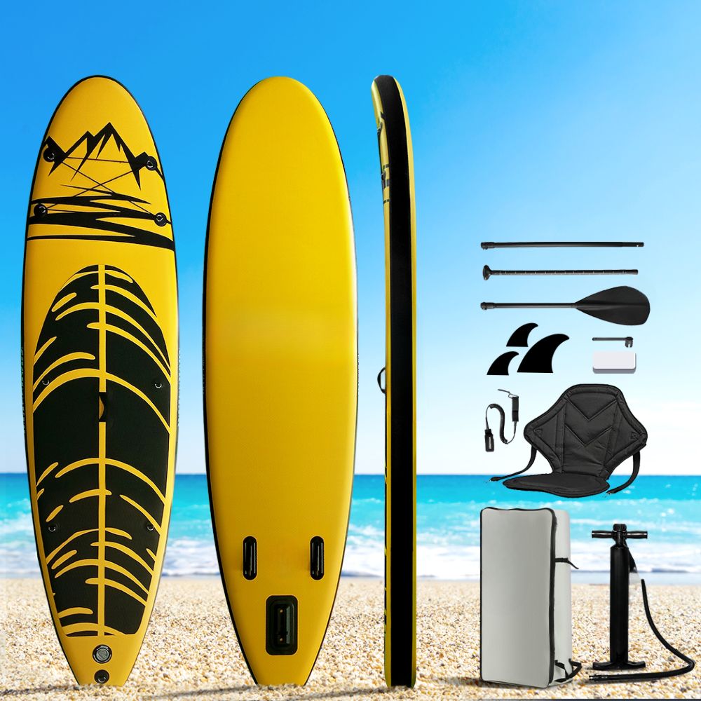 Stand Up Paddle Board Inflatable Kayak Surfboard Yellow Black - 10FT