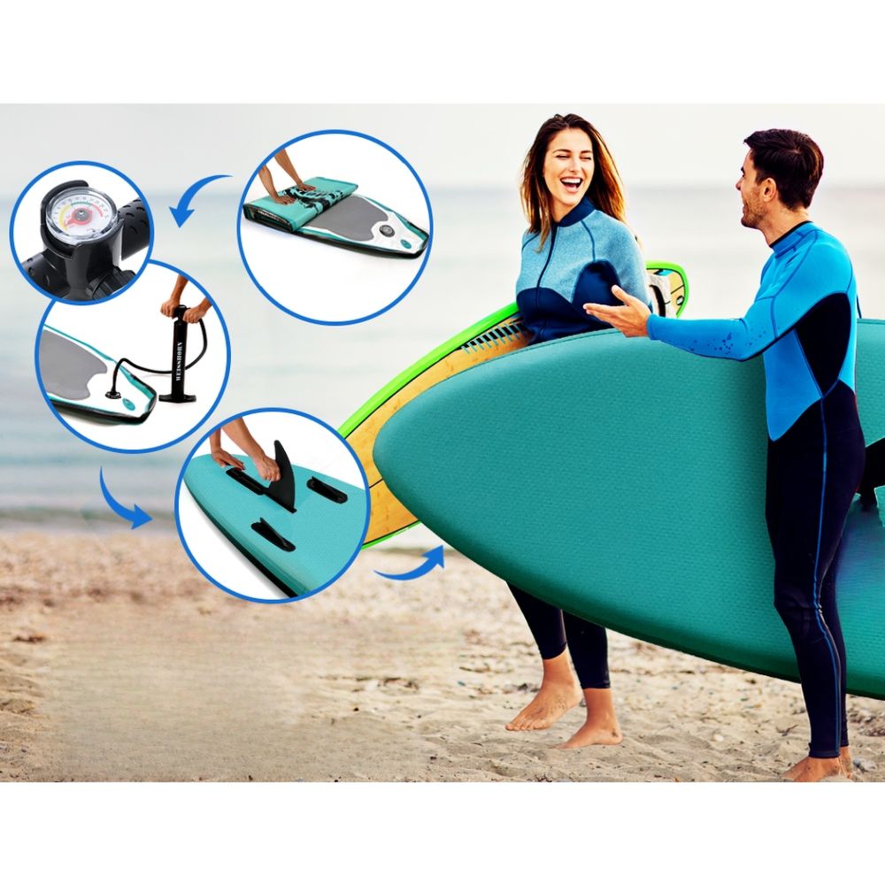 Stand Up Paddle Board Inflatable Kayak Surfboard Blue White - 10FT