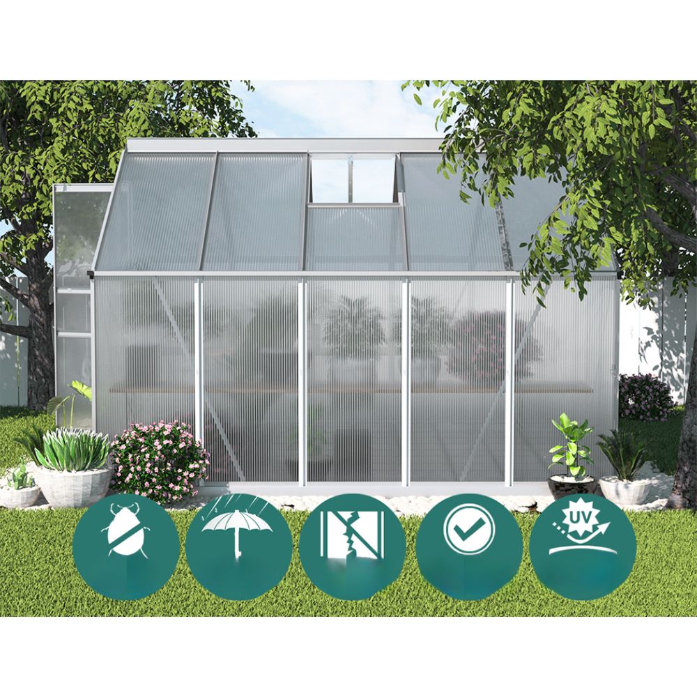 Greenhouse Aluminium Green House Garden Shed Polycarbonate 3.6x2.5M