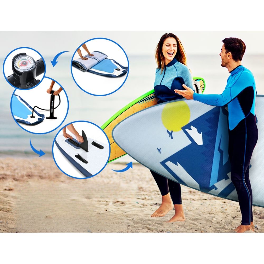 Stand Up Paddle Board Inflatable Kayak Surfboard Green White - 10FT