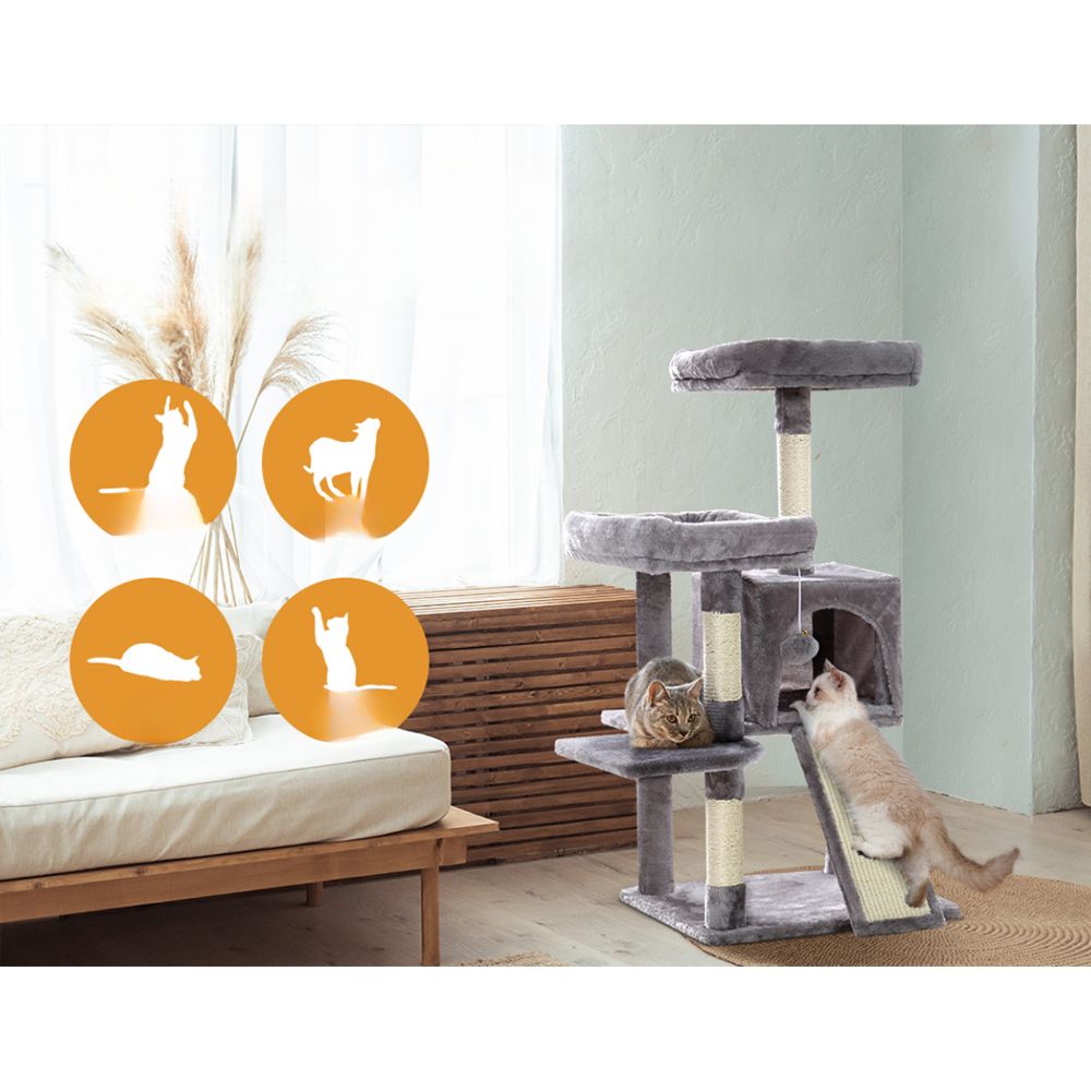Cat Tree Tower Scratching Post Wood House Play Bed - 103cm