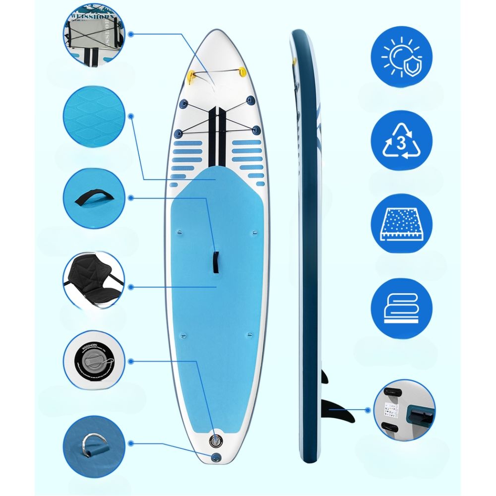 Stand Up Paddle Board Inflatable Kayak Surfboard Green White - 10FT