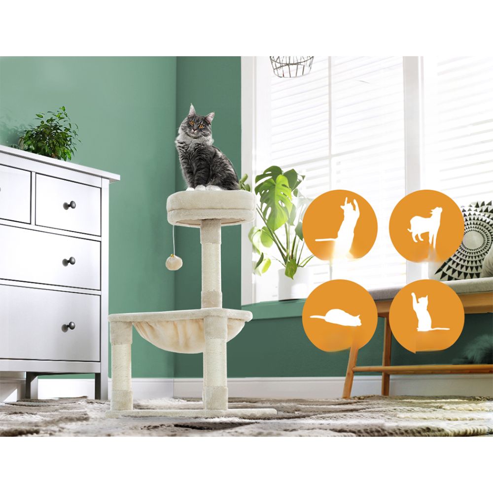 Cat Tree Tower Scratching Post Wood House Play Bed - 69cm