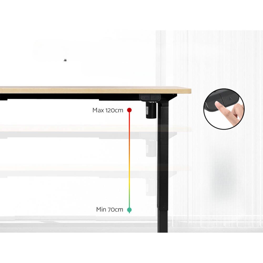 Electric Standing Desk Motorised Sit Stand Desks Table Black Oak 140cm