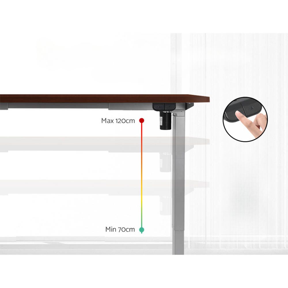 Electric Standing Desk Motorised Adjustable Sit Stand Desks Grey Walnut