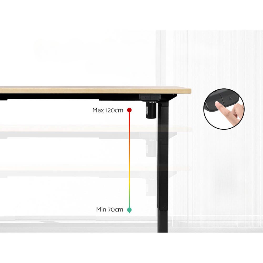 Electric Standing Desk Motorised Adjustable Sit Stand Desks Black Oak