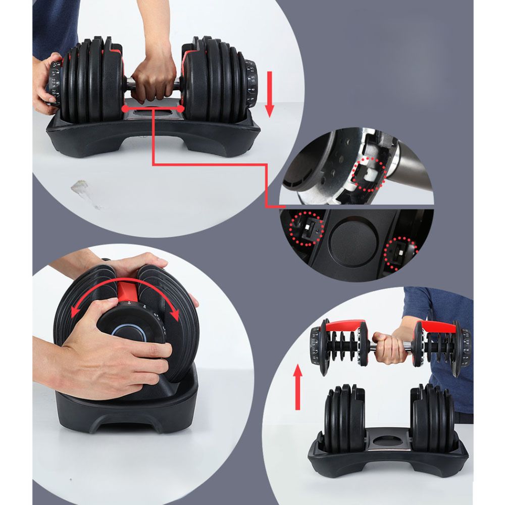 2Pcs 24kg Adjustable Dumbbell Weight Dumbbells Plates Home Gym Fitness Exercise