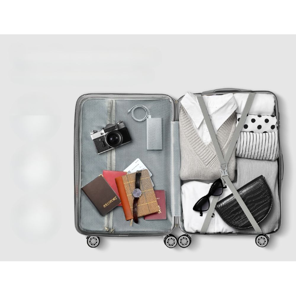 3pc Luggage 20'' 24'' 28'' Trolley Suitcase Sets Travel Hard Case Lightweight Silver