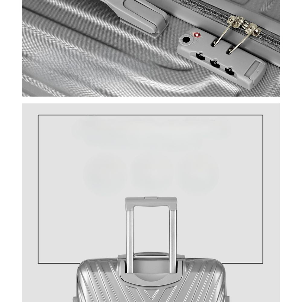 3pc Luggage 20'' 24'' 28'' Trolley Suitcase Sets Travel Hard Case Lightweight Silver
