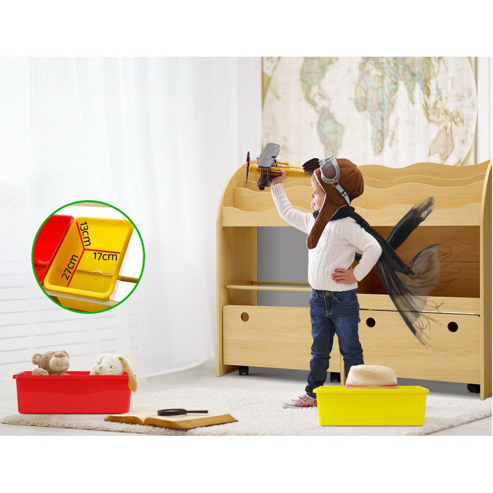 Kids Bookshelf Toy Storage Box Organiser Display Rack - 3 Tiers