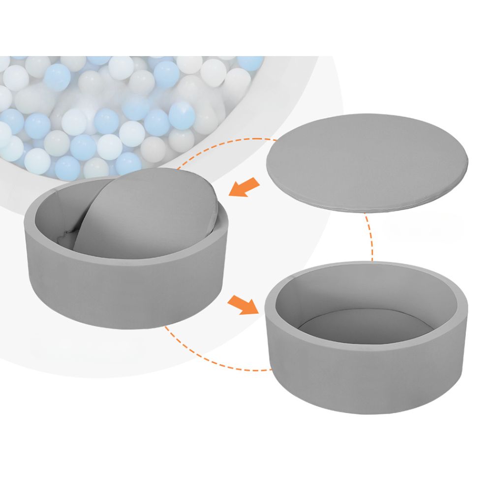 Kids Ocean Foam Ball Pit with Toy Balls Play Pool 90x30cm - Grey