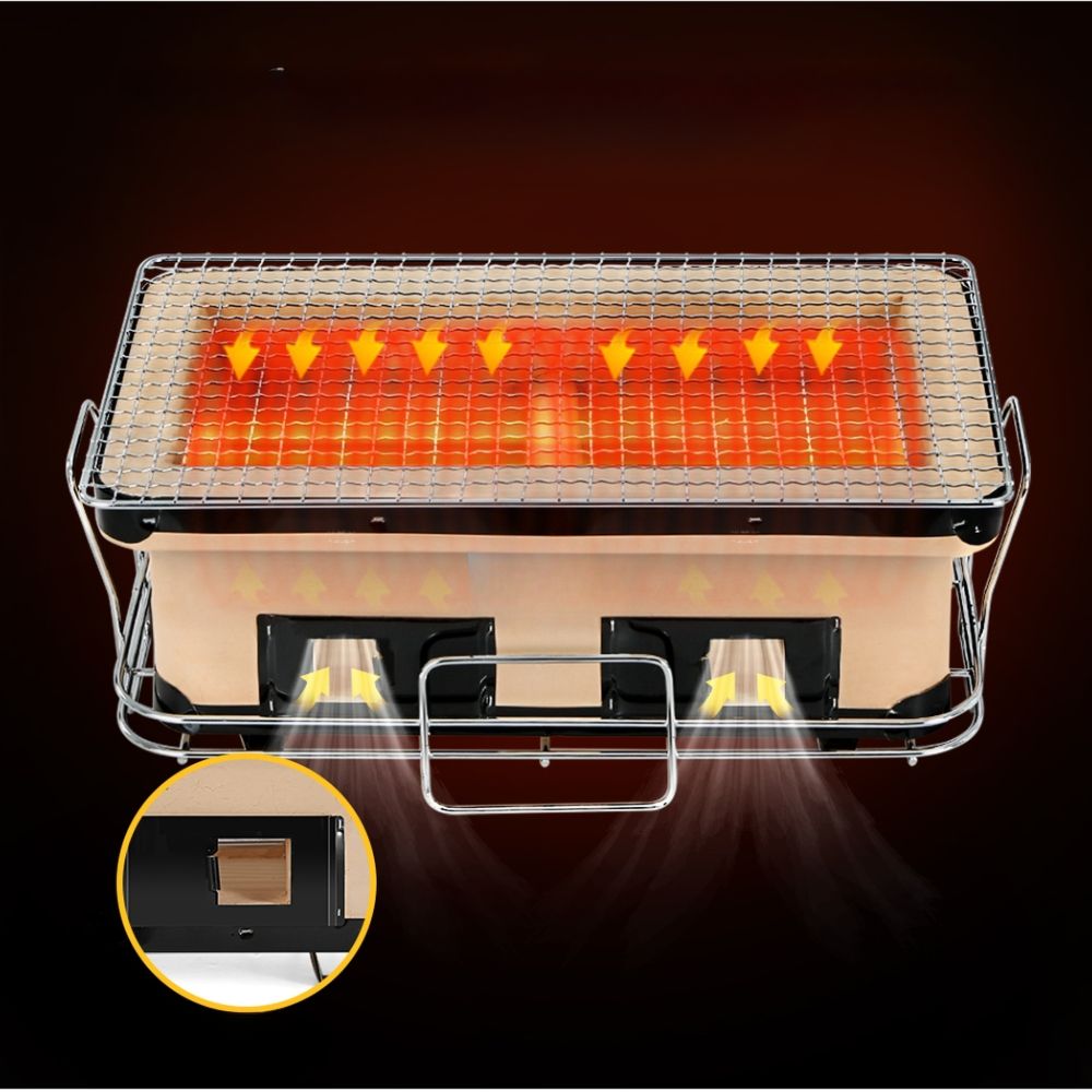 Ceramic BBQ Grill Smoker Hibachi Japanese Tabletop Charcoal Barbecue