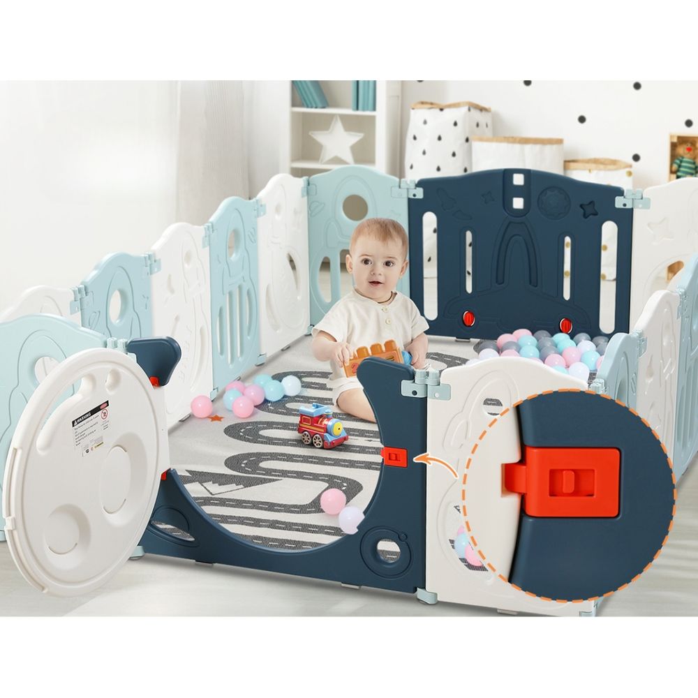 Baby Playpen Foldable Toddler Fence Safety Play Barrier - 16 Panels