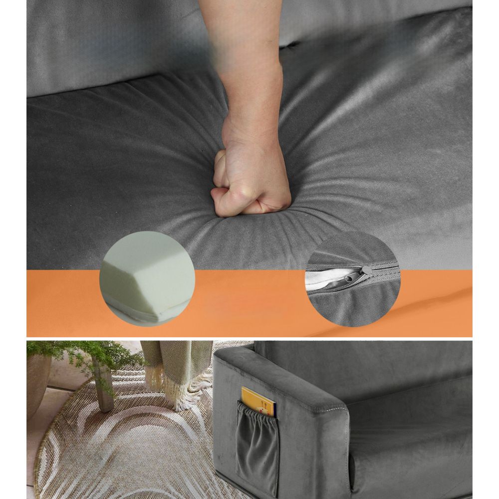 Kids Convertible Sofa Flip Open Children Longe Couch Grey - 2 Seater