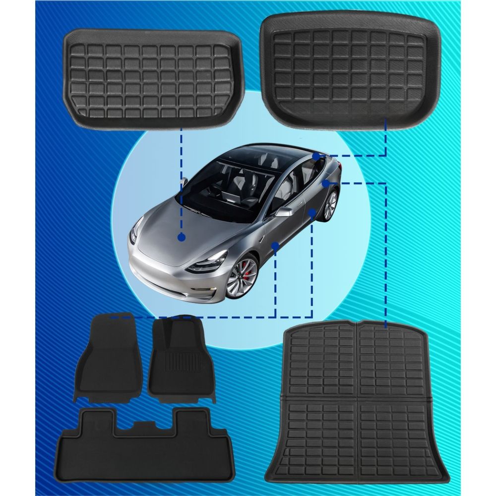 Car Rubber Floor Trunk Toolbox Cargo Mat - For Tesla Model Y
