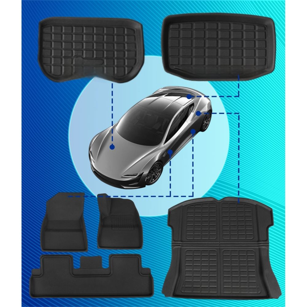 Car Rubber Floor Trunk Toolbox Cargo Mat - For Tesla Model 3
