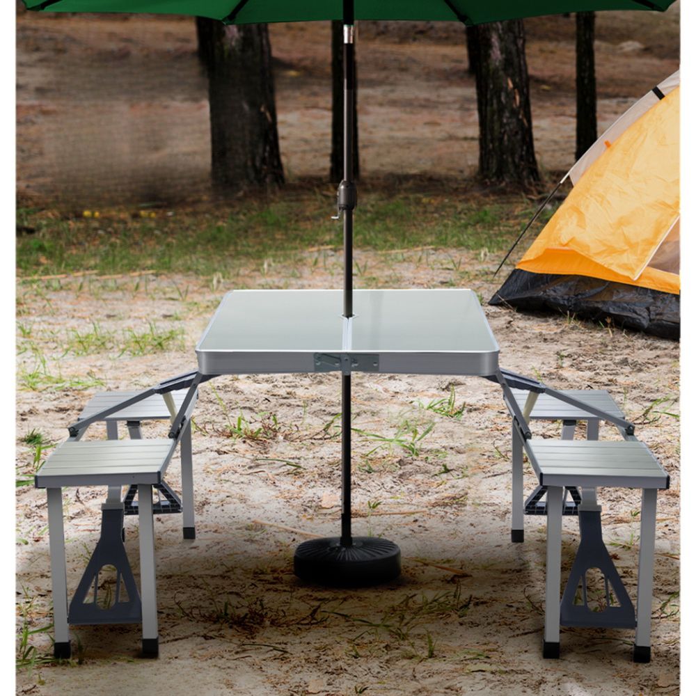 Camping Table Chairs Folding Outdoor Picnic Beach BBQ - 4 Seater