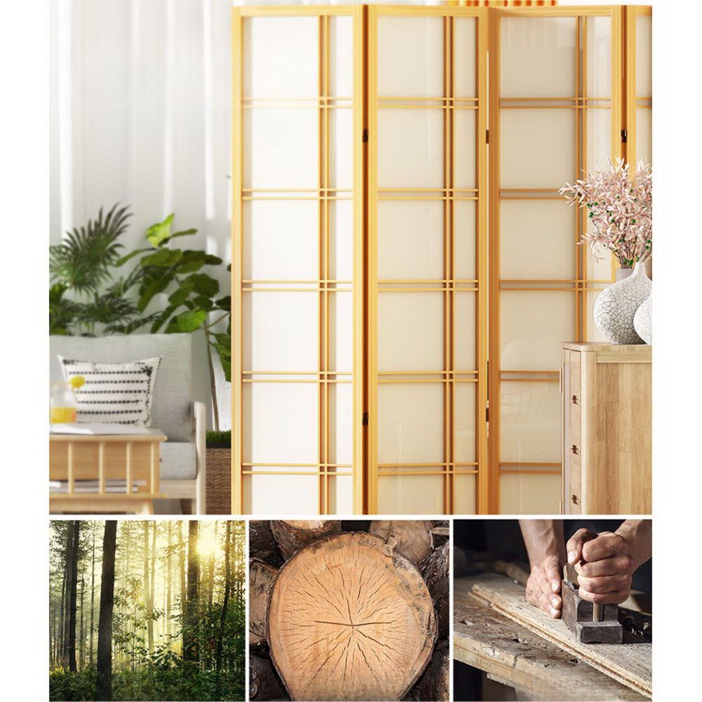 Room Divider Screen Privacy Wood Dividers Stand 6 Panel Natural