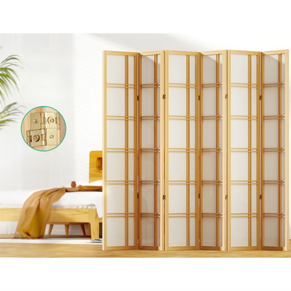 Room Divider Screen Privacy Wood Dividers Stand 6 Panel Natural
