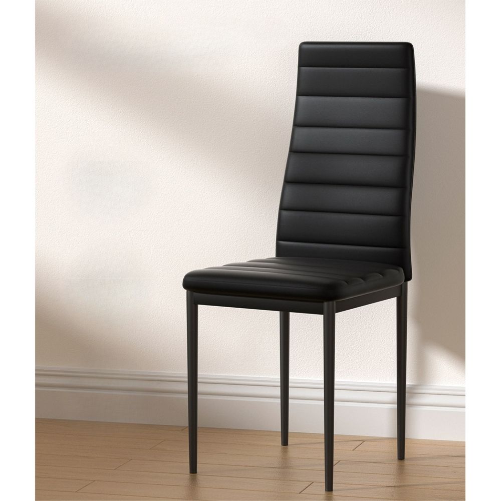 Dining Chairs and Table Dining Set 4 Chair Set Of 5 Wooden Top Black