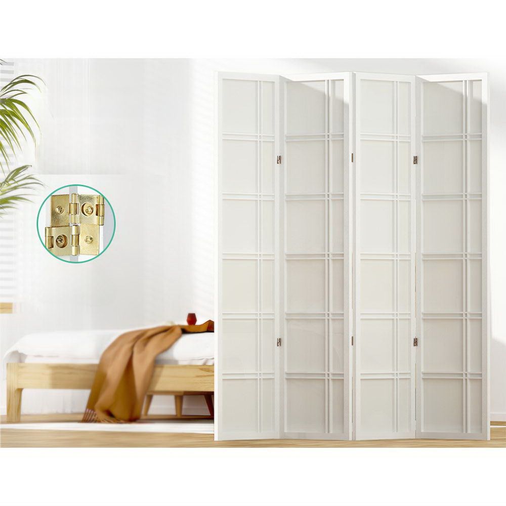 Room Divider Screen Privacy Wood Dividers Stand 4 Panel White