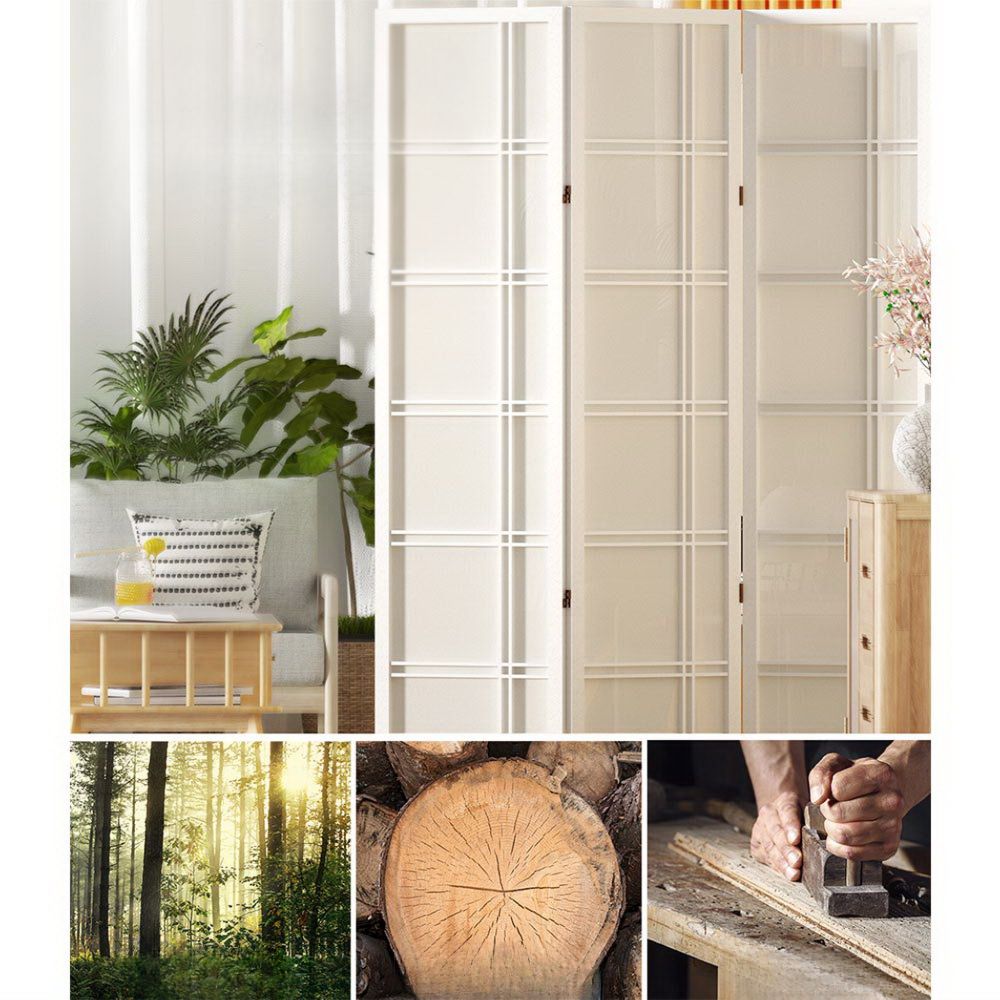 Room Divider Screen Privacy Wood Dividers Stand 3 Panel White