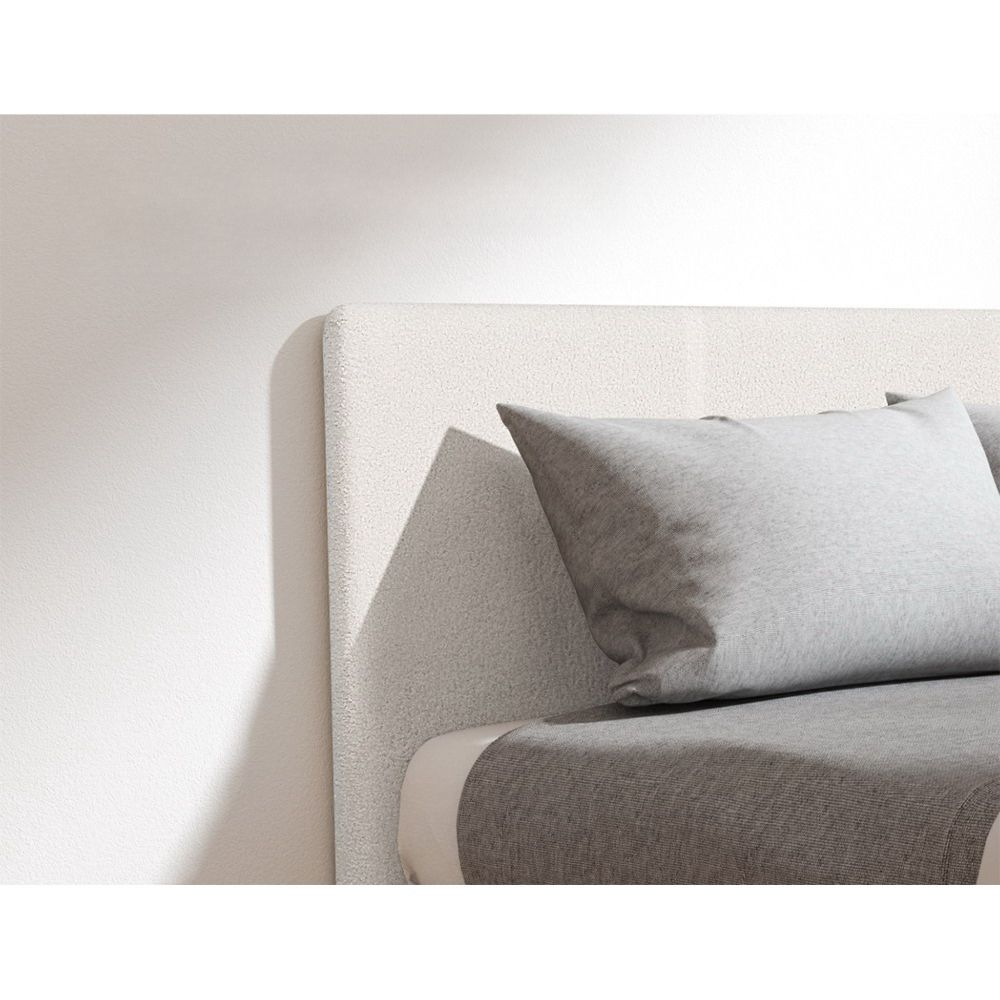 Bed Frame Queen Size Boucle Fabric Mattress Base Platform Wooden