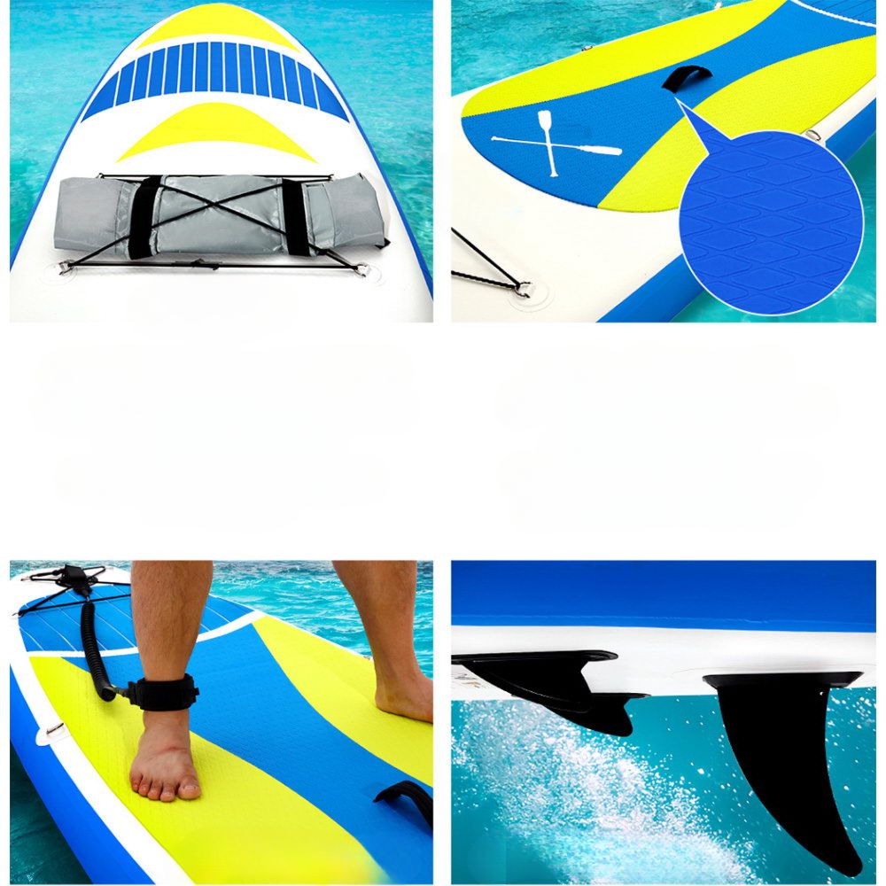 Stand Up Paddle Board Inflatable Surfboard Kayak Yellow Blue White - 11ft