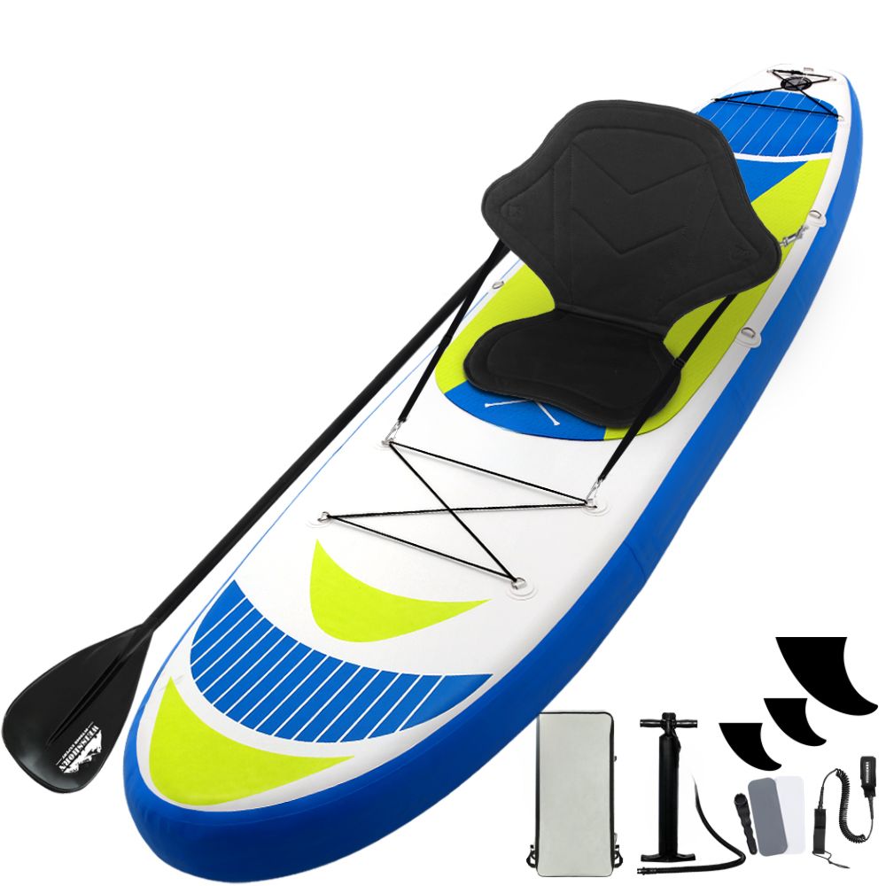 Stand Up Paddle Board Inflatable Surfboard Kayak Yellow Blue White - 11ft
