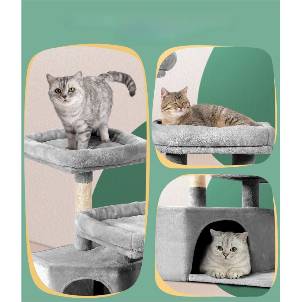 Cat Tree Tower Scratching Post Wood House Play Hutch - 69cm