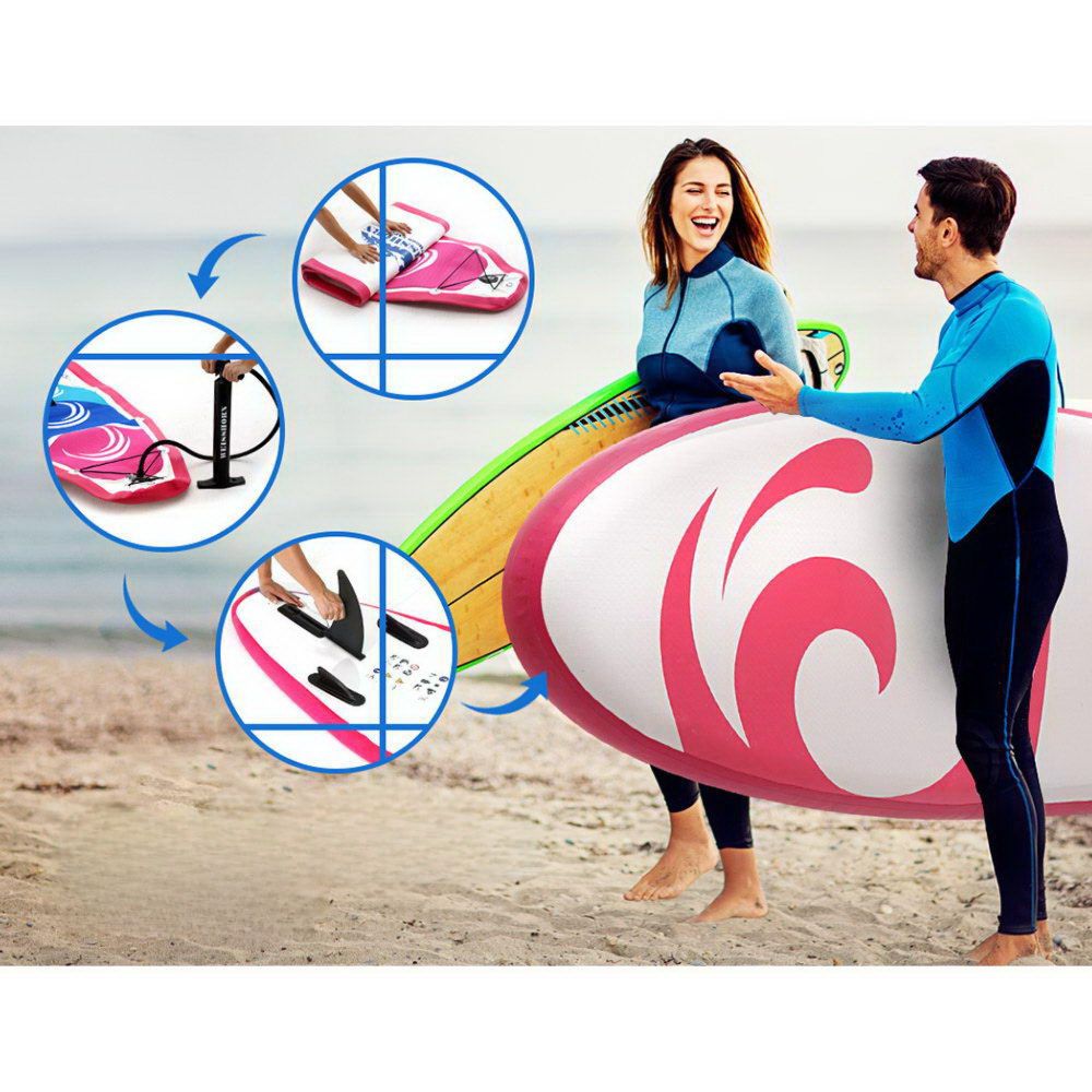 Stand Up Paddle Board Inflatable Surfboard Kayak Pink Blue White - 11ft