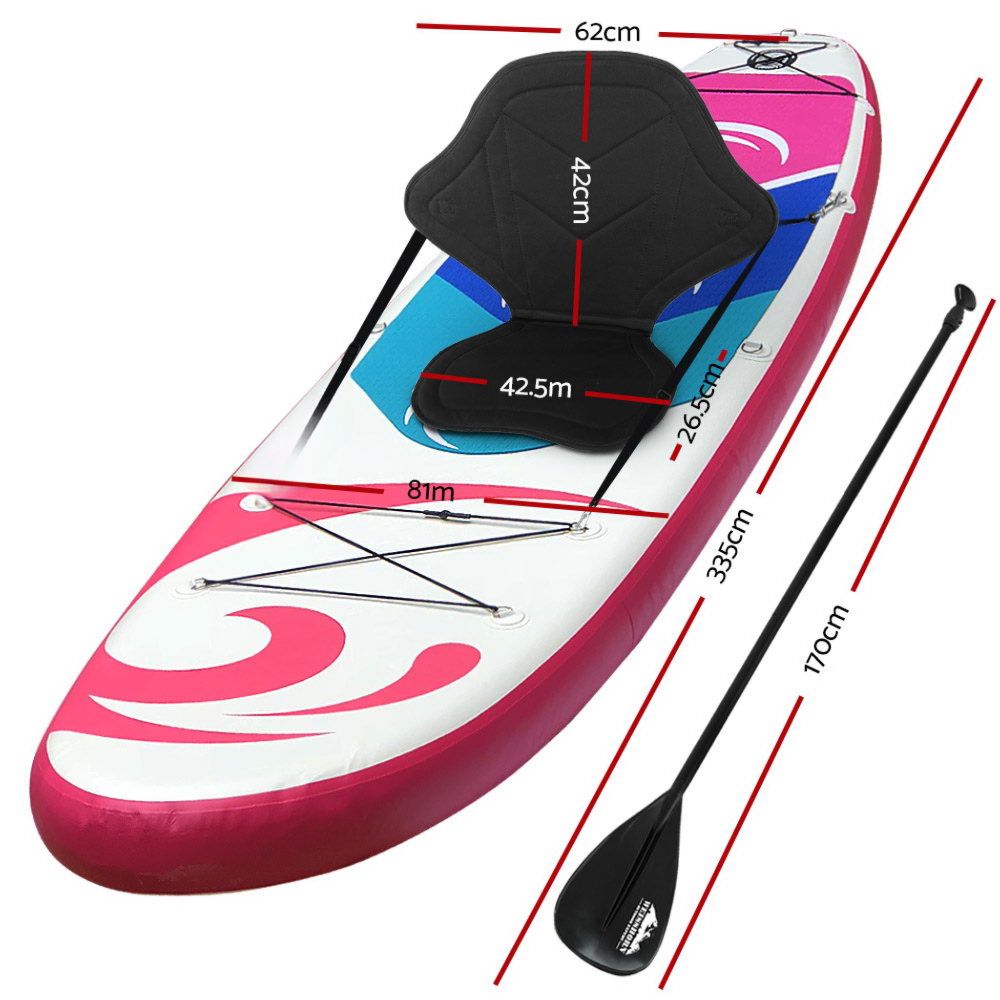 Stand Up Paddle Board Inflatable Surfboard Kayak Pink Blue White - 11ft