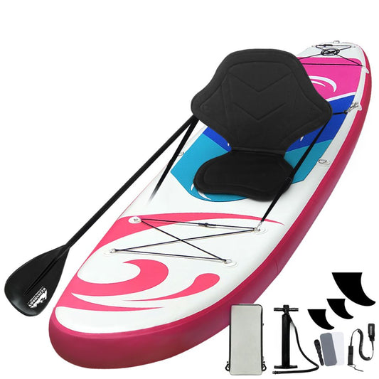 Stand Up Paddle Board Inflatable Surfboard Kayak Pink Blue White - 11ft