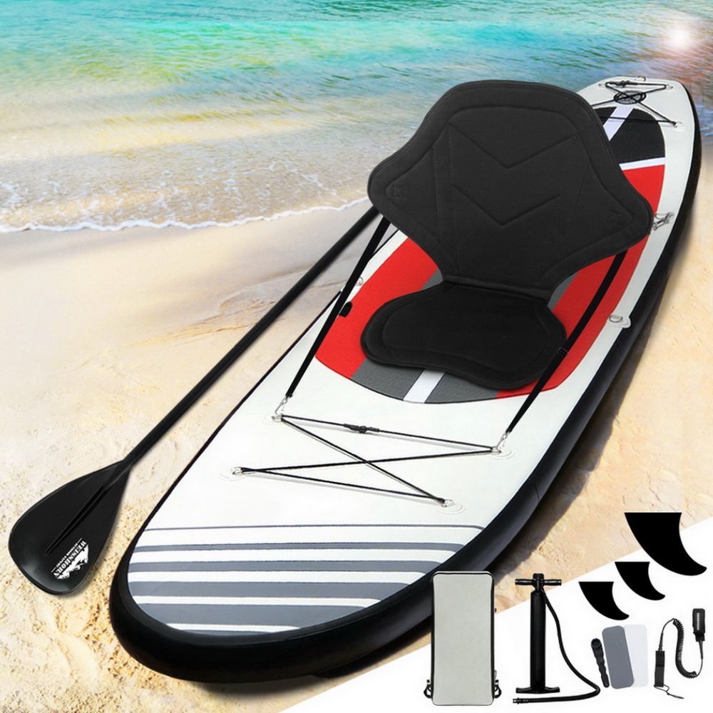 Stand Up Paddle Board Inflatable Surfboard Kayak Black White Red - 11ft