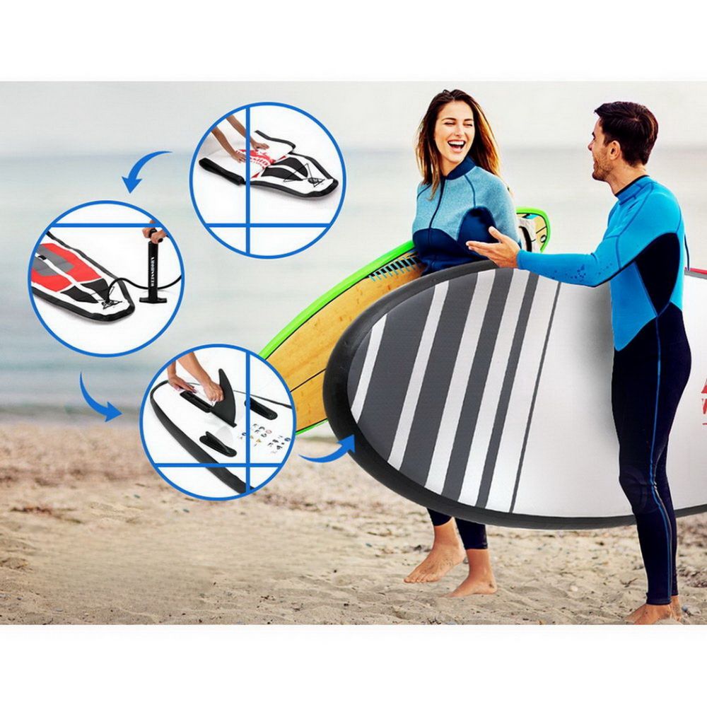 Stand Up Paddle Board Inflatable Surfboard Kayak Black White Red - 11ft