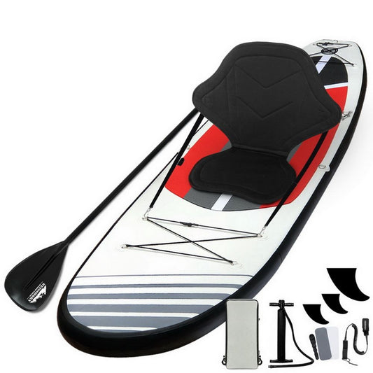 Stand Up Paddle Board Inflatable Surfboard Kayak Black White Red - 11ft