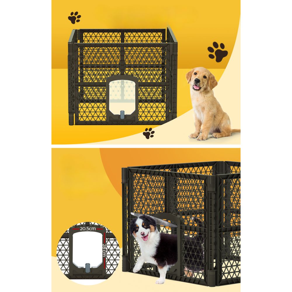 Pet Dog Playpen Enclosure Fence Puppy Cage Plastic Fold - 4 Panel