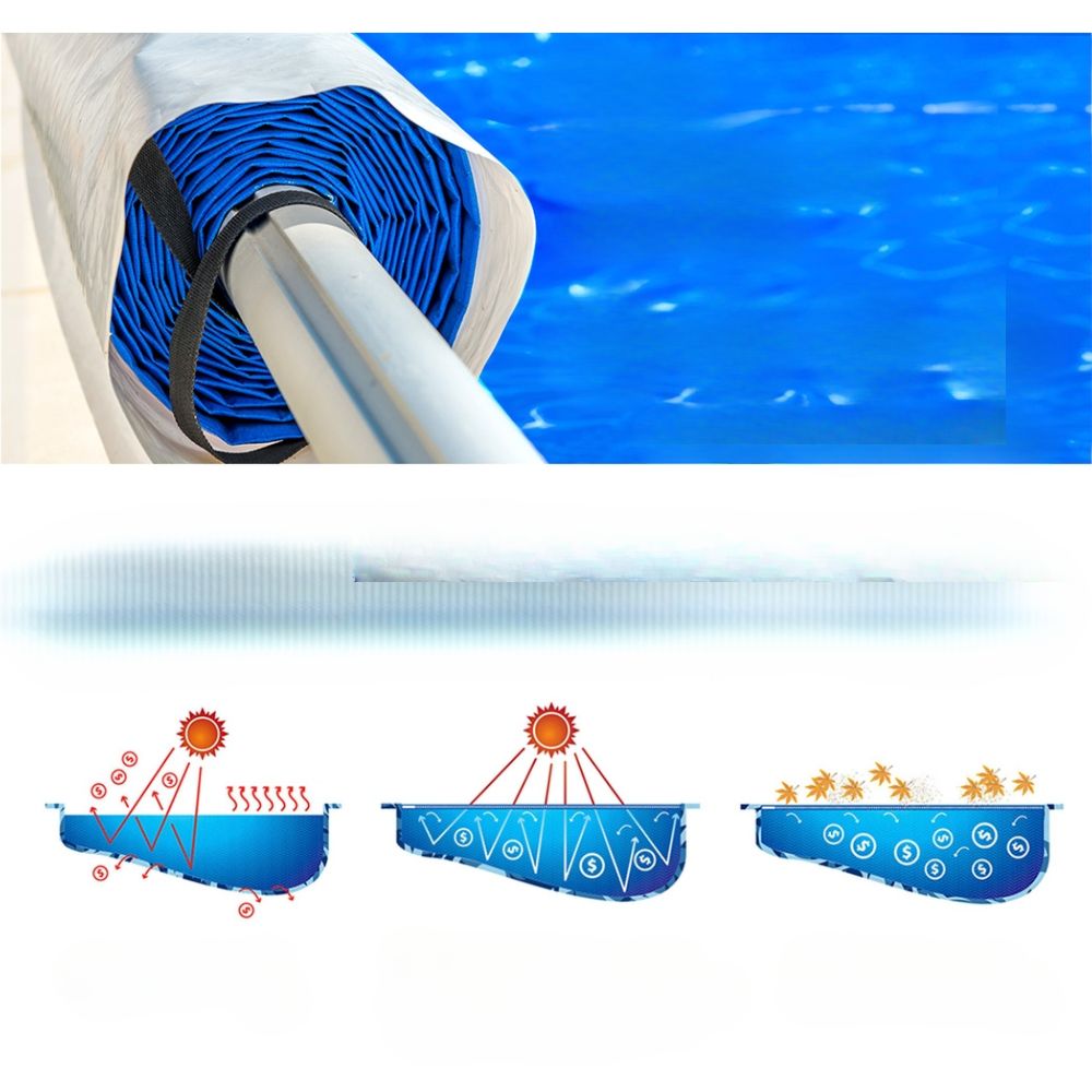 Swimming Pool Solar Cover Pools Roller Wheel 9.5X5M 500 Micron Blanket