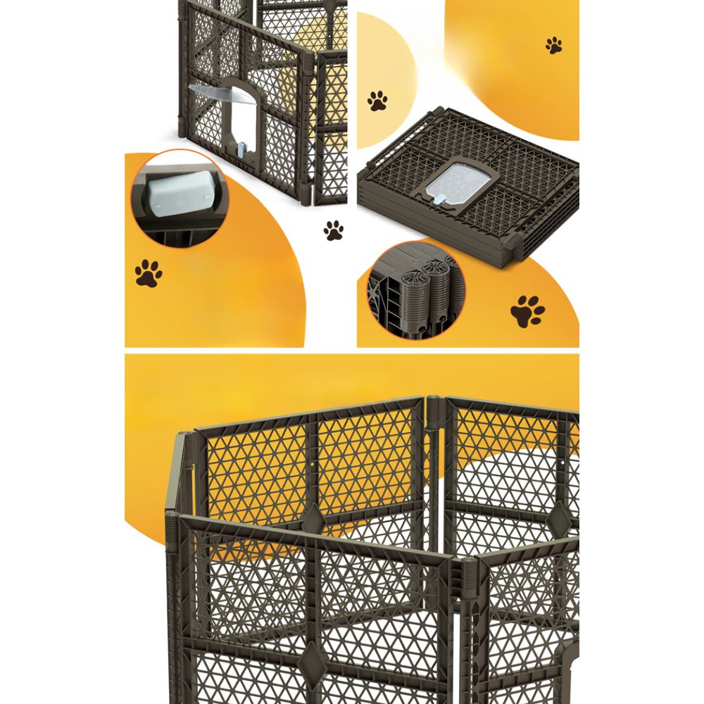 Pet Dog Playpen Enclosure Fence Puppy Cage Plastic Fold - 6 Panel