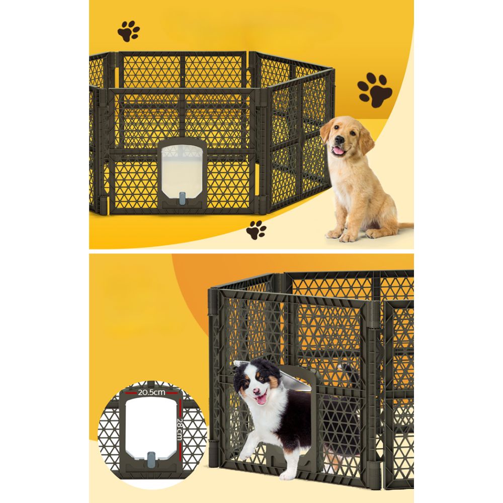 Pet Dog Playpen Enclosure Fence Puppy Cage Plastic Fold - 6 Panel