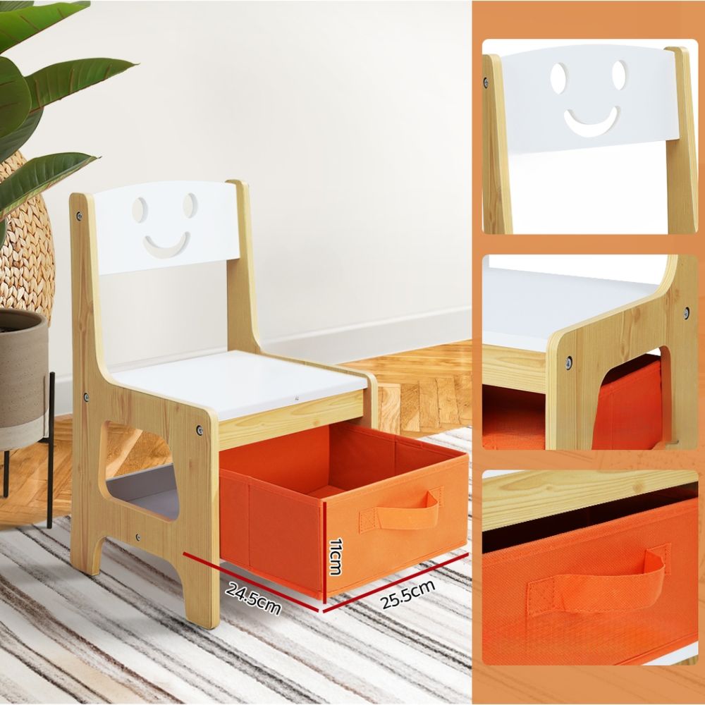 Kids Table Chairs Set Activity Chalkboard Toys Storage Desk - Set of 3