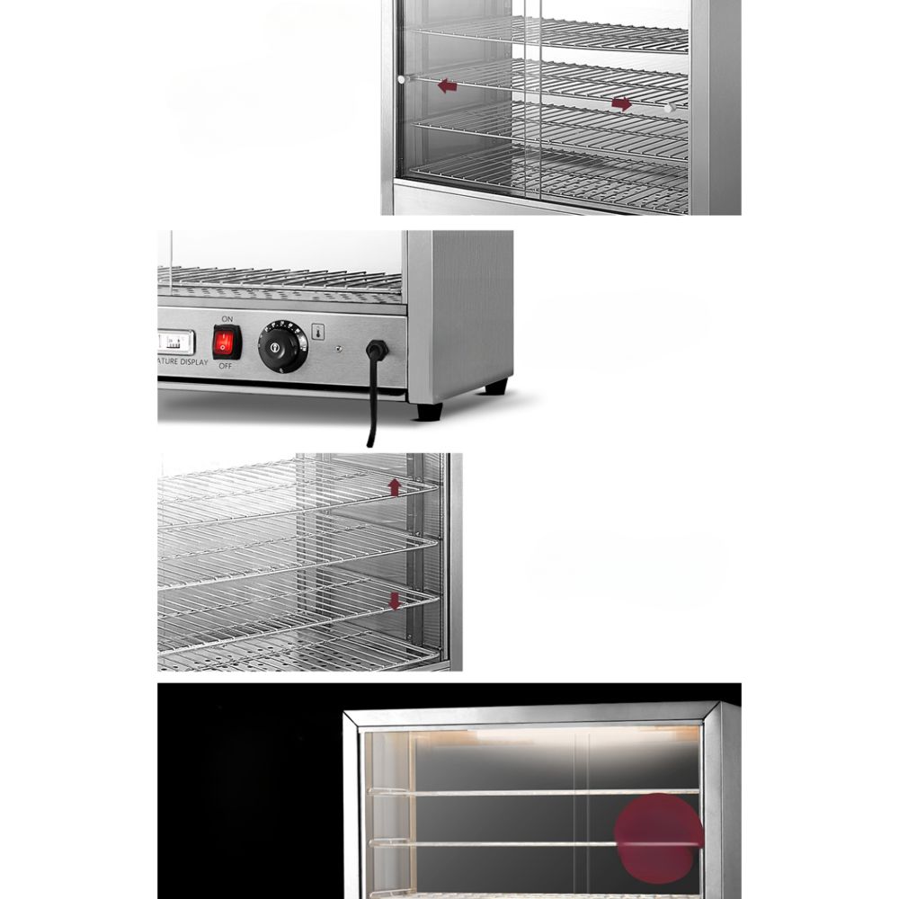 Commercial Food Warmer Electric Pie Hot Display Showcase Cabinet 4 Tier