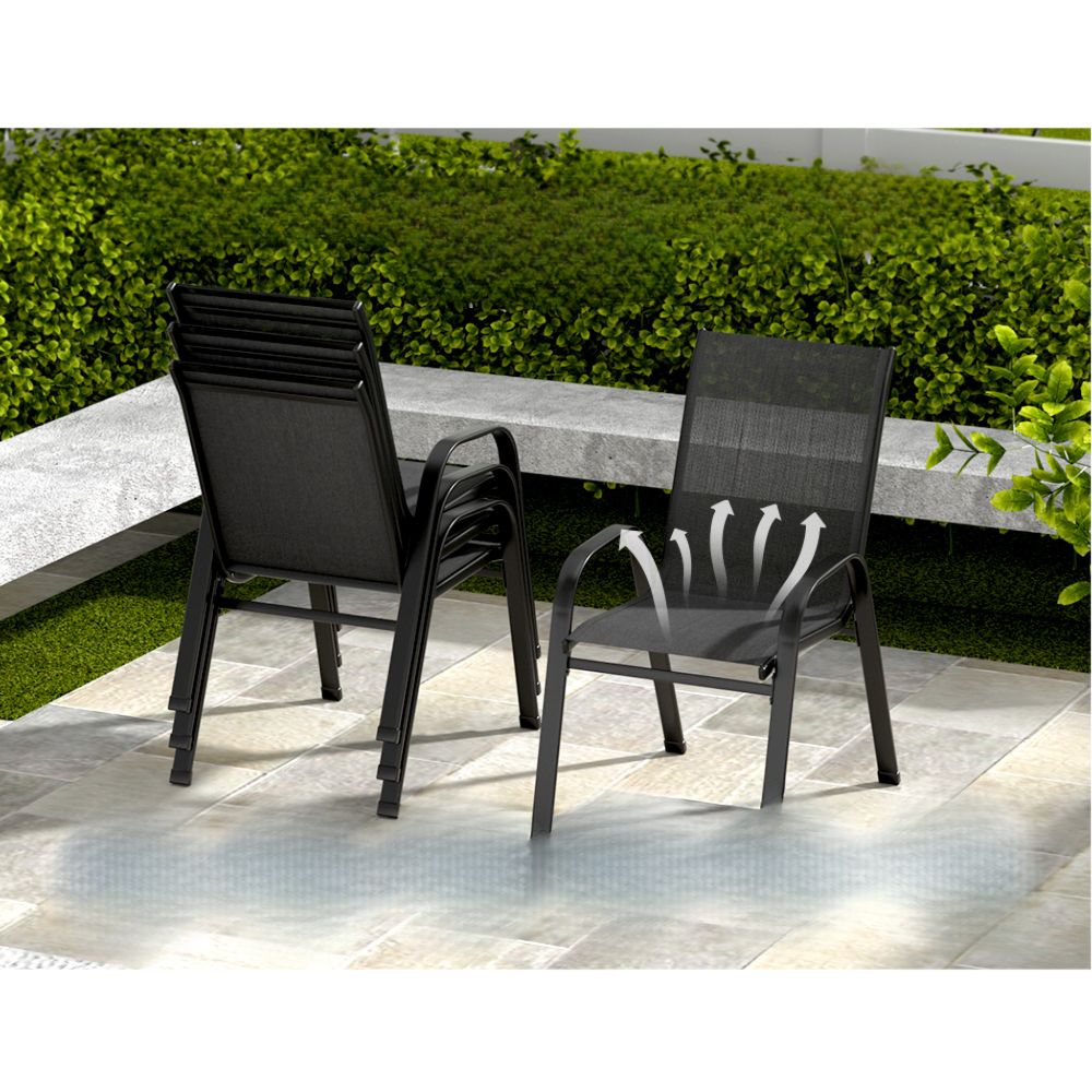 Outdoor Furniture Stackable Chairs Bistro Patio Set - 4x