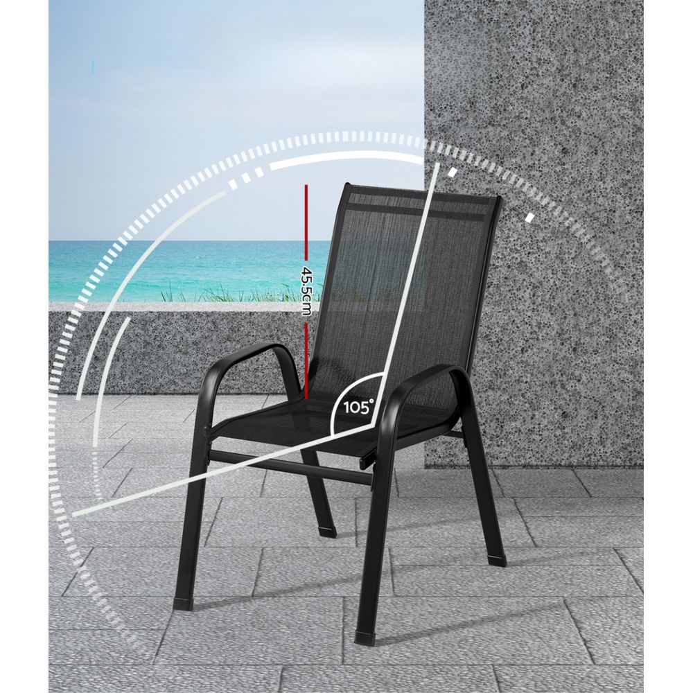Outdoor Stackable Lounge Bistro Chair Patio Set - 2x