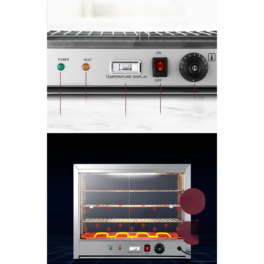Commercial Food Warmer Electric Pie Hot Display Showcase Cabinet 4 Tier