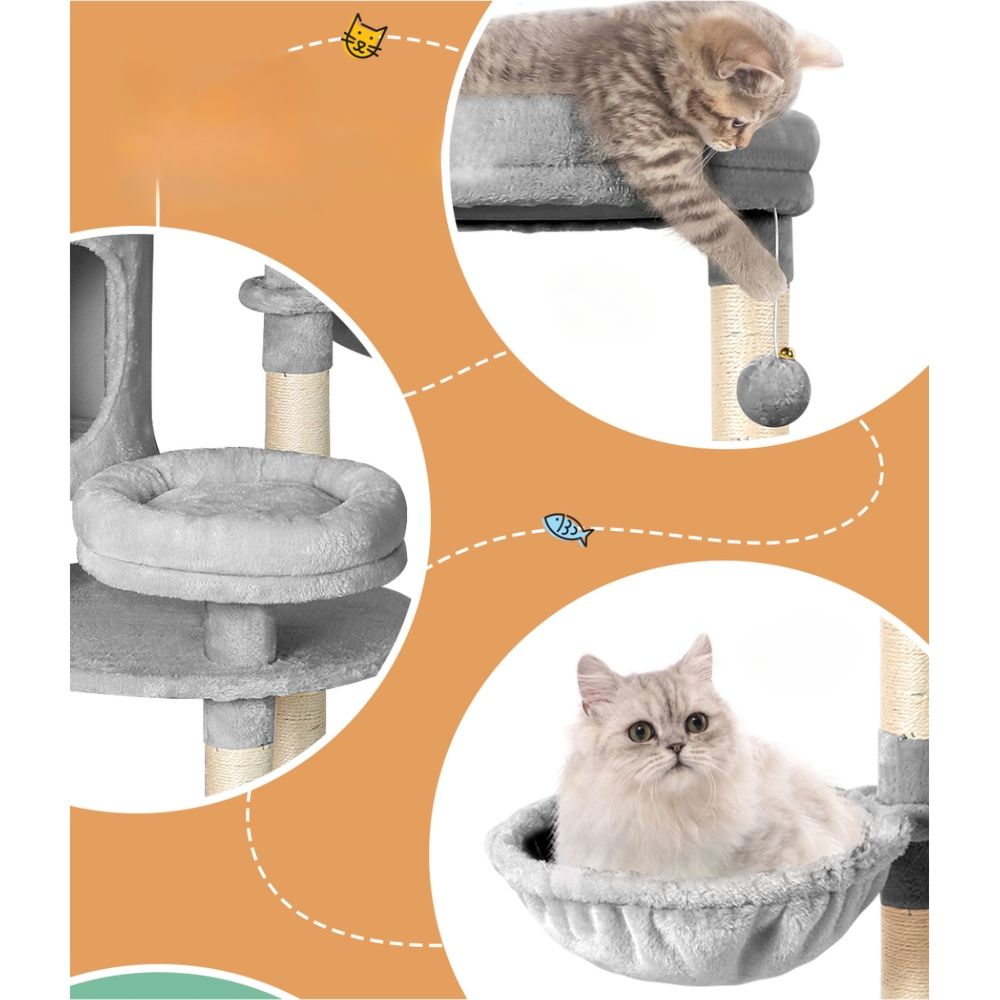 Cat Tree Tower Scratching Post Wood House Play Bed - 123cm