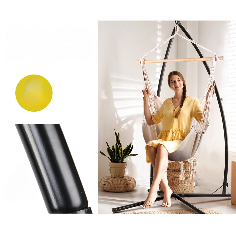 Outdoor Hanging Hammock Pillow Chair with Steel Stand - Cream
