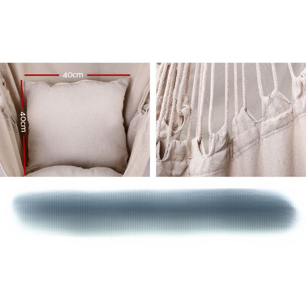 Outdoor Hanging Hammock Pillow Chair with Stand - Cream
