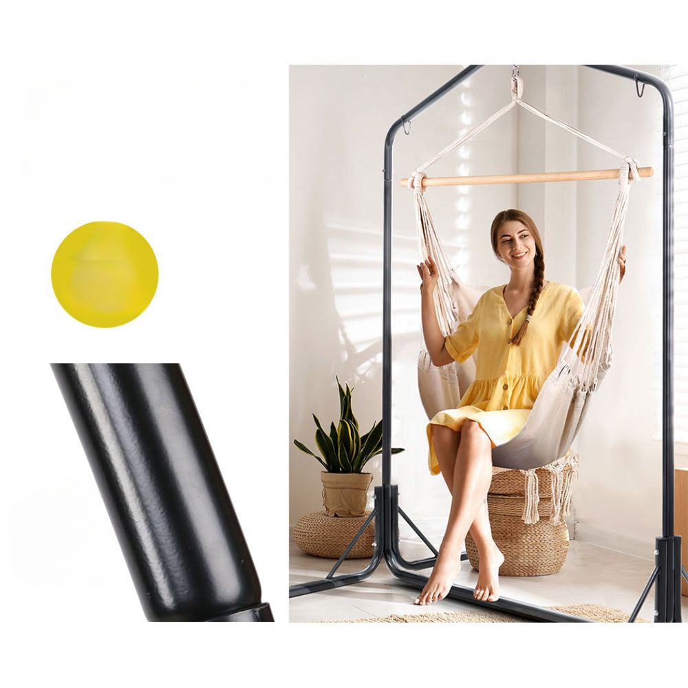 Outdoor Hanging Hammock Pillow Chair with Stand - Cream