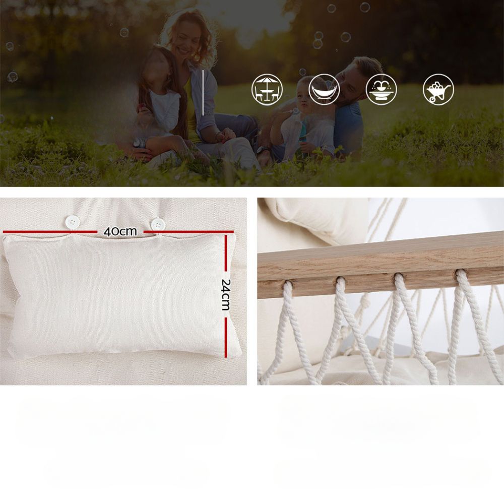 Outdoor Beach Hanging Hammock Chair with Steel Stand - Grey
